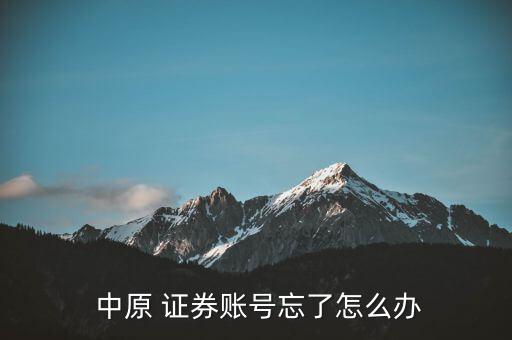  中原 證券賬號忘了怎么辦