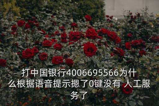 打中國(guó)銀行4006695566為什么根據(jù)語(yǔ)音提示摁了0鍵沒(méi)有 人工服務(wù)了