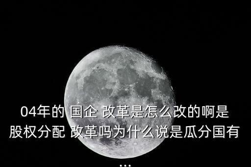 04年的 國企 改革是怎么改的啊是股權分配 改革嗎為什么說是瓜分國有...