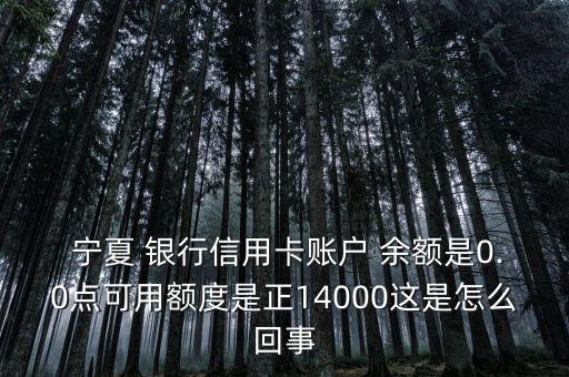  寧夏 銀行信用卡賬戶 余額是0.0點可用額度是正14000這是怎么回事