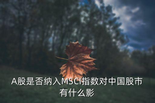 加入明晟指數(shù)有什么用，中國A股納入明晟會有什么影響