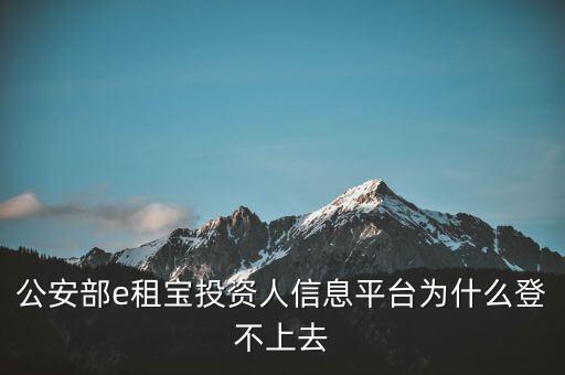 公安部e租寶投資人信息平臺(tái)為什么登不上去