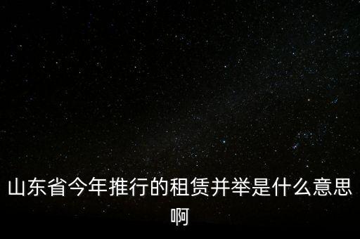 租售并舉是什么意思，山東省今年推行的租賃并舉是什么意思啊