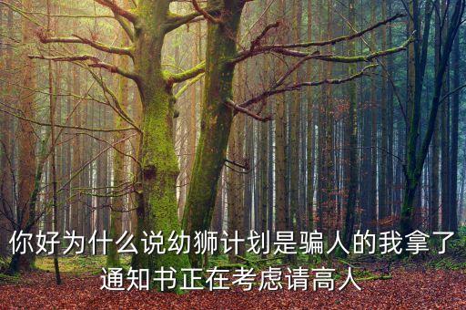 你好為什么說幼獅計劃是騙人的我拿了通知書正在考慮請高人