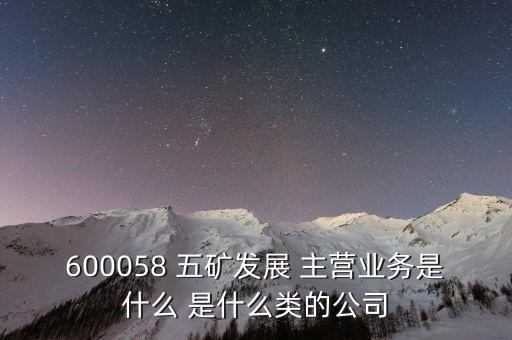 600058 五礦發(fā)展 主營(yíng)業(yè)務(wù)是什么 是什么類的公司