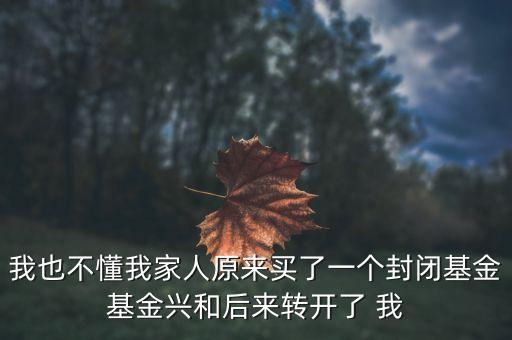 我也不懂我家人原來(lái)買(mǎi)了一個(gè)封閉基金基金興和后來(lái)轉(zhuǎn)開(kāi)了 我