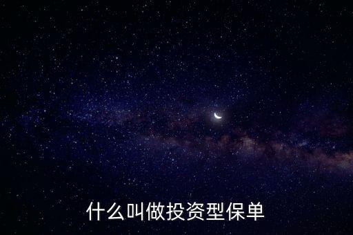 什么叫做投資型保單