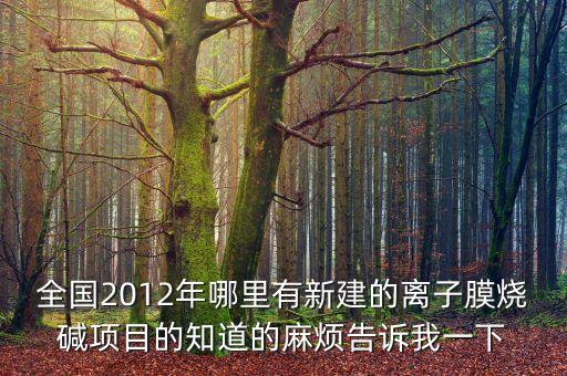 全國2012年哪里有新建的離子膜燒堿項(xiàng)目的知道的麻煩告訴我一下