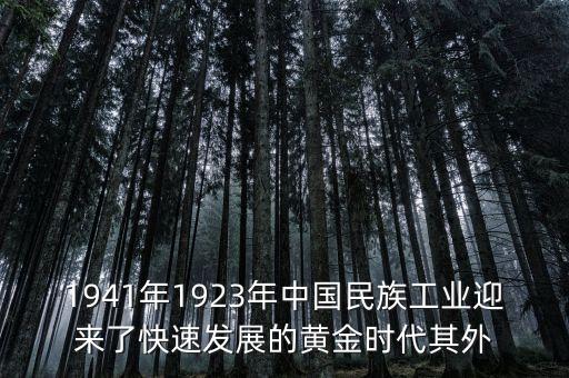 1941年1923年中國民族工業(yè)迎來了快速發(fā)展的黃金時(shí)代其外