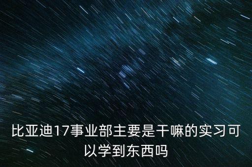 比亞迪17事業(yè)部主要是干嘛的實習可以學到東西嗎