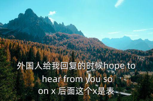 外國人給我回復(fù)的時候hope to hear from you soon x 后面這個x是表