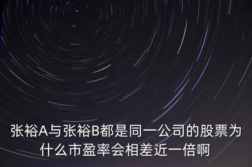 張裕A與張裕B都是同一公司的股票為什么市盈率會相差近一倍啊