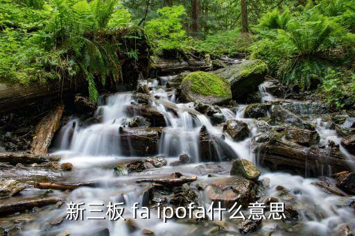 投資fa什么意思，新三板 fa ipofa什么意思