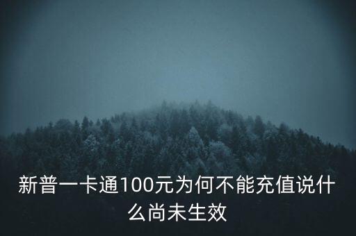 新普一卡通為什么不能沖，新普一卡通100元為何不能充值說什么尚未生效