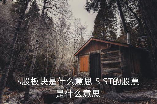 s股板塊是什么意思 S ST的股票是什么意思