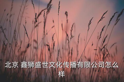 北京 鑫獅盛世文化傳播有限公司怎么樣