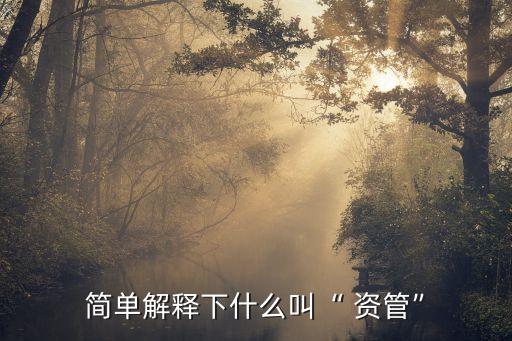 簡(jiǎn)單解釋下什么叫“ 資管”