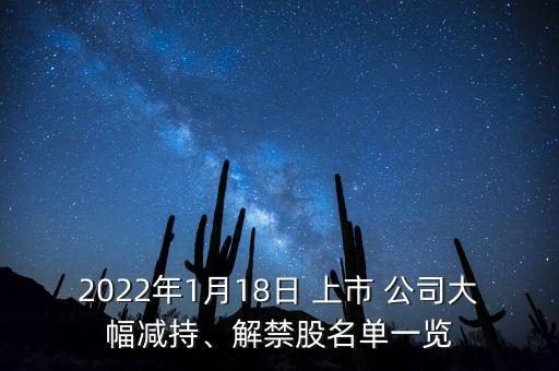 2022年1月18日 上市 公司大幅減持、解禁股名單一覽