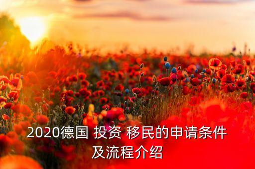 2020德國(guó) 投資 移民的申請(qǐng)條件及流程介紹