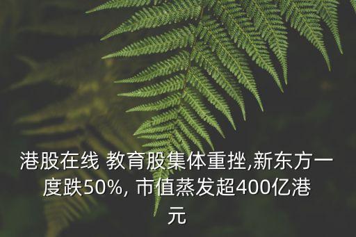 港股在線 教育股集體重挫,新東方一度跌50%, 市值蒸發(fā)超400億港元