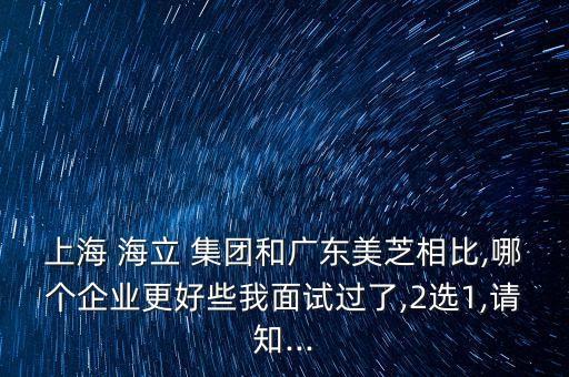 上海 海立 集團(tuán)和廣東美芝相比,哪個(gè)企業(yè)更好些我面試過(guò)了,2選1,請(qǐng)知...