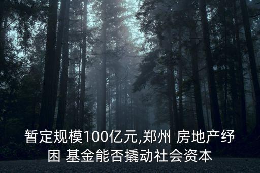 暫定規(guī)模100億元,鄭州 房地產(chǎn)紓困 基金能否撬動社會資本