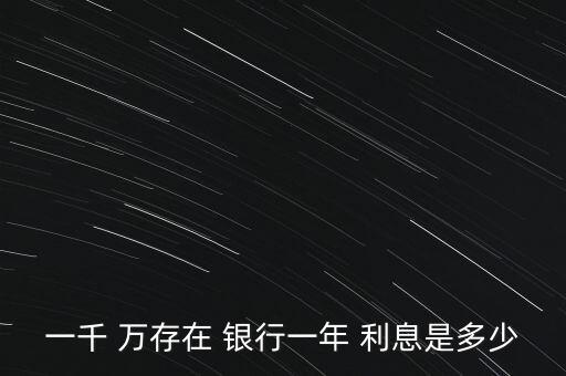 一千 萬存在 銀行一年 利息是多少