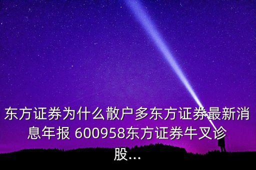 東方證券為什么散戶多東方證券最新消息年報(bào) 600958東方證券牛叉診股...