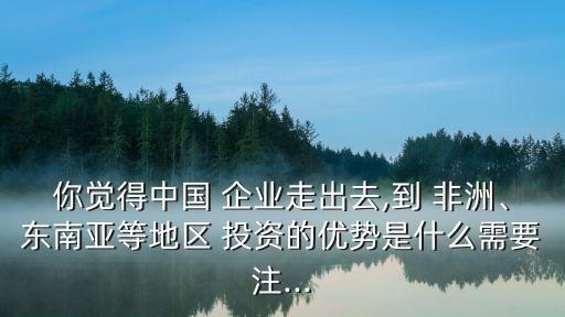 你覺(jué)得中國(guó) 企業(yè)走出去,到 非洲、東南亞等地區(qū) 投資的優(yōu)勢(shì)是什么需要注...