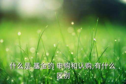 什么是 基金的 申購和認(rèn)購,有什么區(qū)別