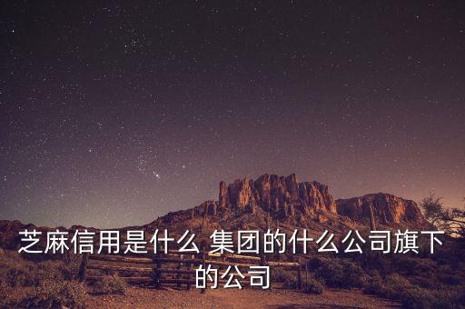 芝麻信用是什么 集團的什么公司旗下的公司