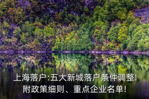  上海落戶:五大新城落戶條件調(diào)整!附政策細(xì)則、重點企業(yè)名單!