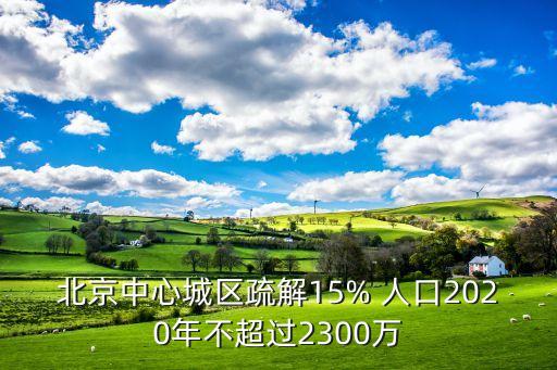 北京中心城區(qū)疏解15% 人口2020年不超過2300萬