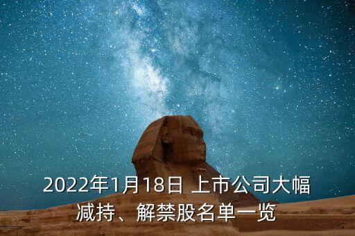 2022年1月18日 上市公司大幅減持、解禁股名單一覽