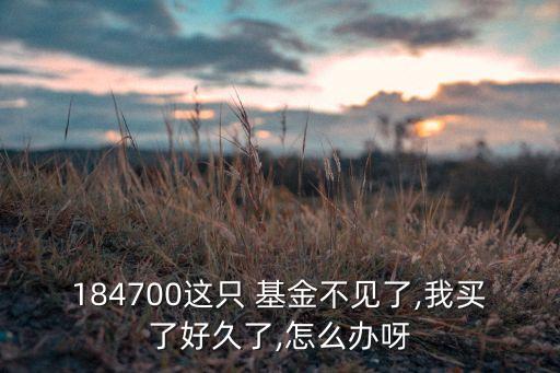 184700這只 基金不見了,我買了好久了,怎么辦呀