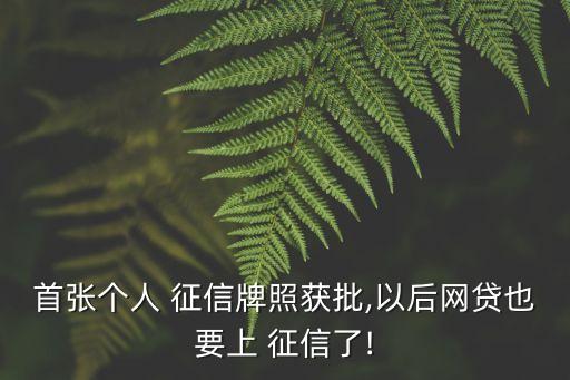 首張個人 征信牌照獲批,以后網(wǎng)貸也要上 征信了!