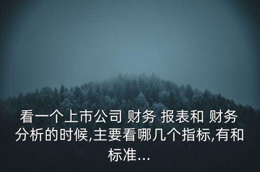 看一個上市公司 財務(wù) 報表和 財務(wù)分析的時候,主要看哪幾個指標(biāo),有和標(biāo)準(zhǔn)...