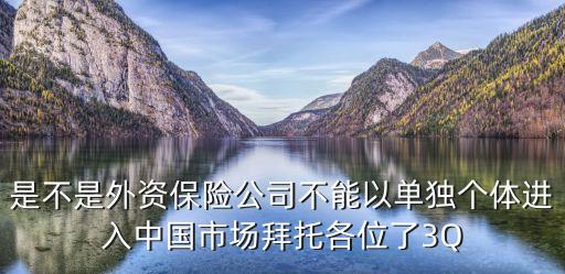 是不是外資保險(xiǎn)公司不能以單獨(dú)個(gè)體進(jìn)入中國(guó)市場(chǎng)拜托各位了3Q