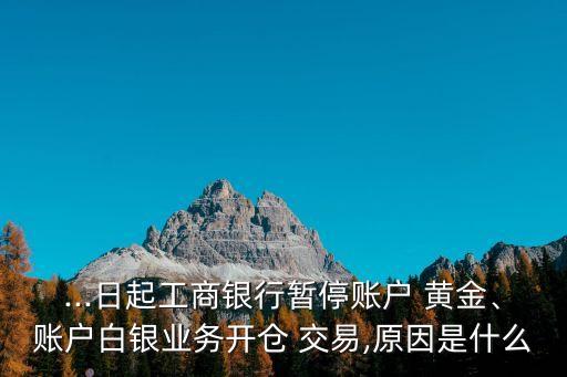 ...日起工商銀行暫停賬戶 黃金、賬戶白銀業(yè)務(wù)開倉 交易,原因是什么