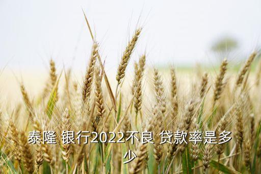 泰隆 銀行2022不良 貸款率是多少