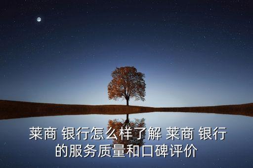  萊商 銀行怎么樣了解 萊商 銀行的服務質(zhì)量和口碑評價