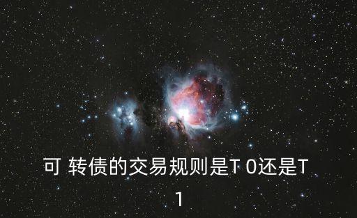 可 轉(zhuǎn)債的交易規(guī)則是T 0還是T 1