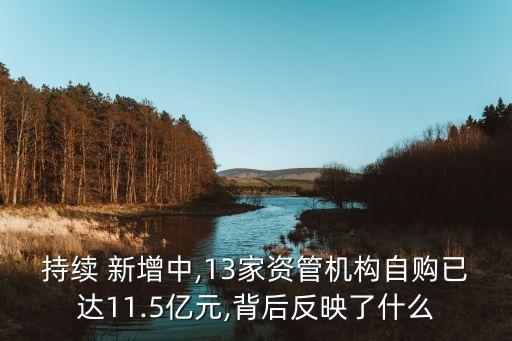 持續(xù) 新增中,13家資管機(jī)構(gòu)自購(gòu)已達(dá)11.5億元,背后反映了什么