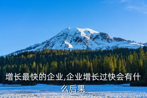 中國(guó)增長(zhǎng)最快的企業(yè),企業(yè)增長(zhǎng)過(guò)快會(huì)有什么后果