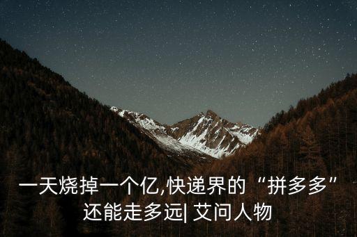 一天燒掉一個億,快遞界的“拼多多”還能走多遠(yuǎn)| 艾問人物