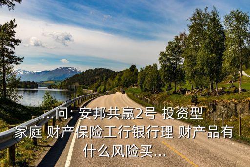 ...問(wèn): 安邦共贏2號(hào) 投資型 家庭 財(cái)產(chǎn)保險(xiǎn)工行銀行理 財(cái)產(chǎn)品有什么風(fēng)險(xiǎn)買...