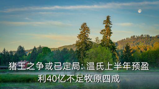 豬王之爭或已定局: 溫氏上半年預(yù)盈利40億不足牧原四成