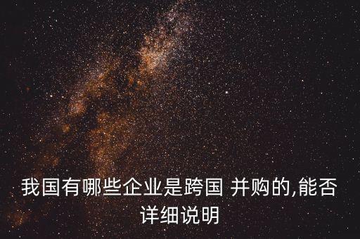 我國(guó)有哪些企業(yè)是跨國(guó) 并購(gòu)的,能否詳細(xì)說(shuō)明