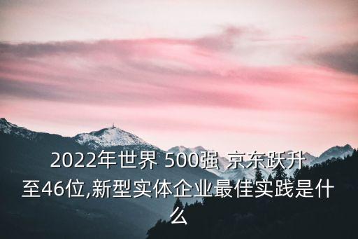 2022年世界 500強(qiáng) 京東躍升至46位,新型實(shí)體企業(yè)最佳實(shí)踐是什么