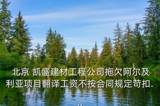  北京 凱盛建材工程公司拖欠阿爾及利亞項目翻譯工資不按合同規(guī)定苛扣...